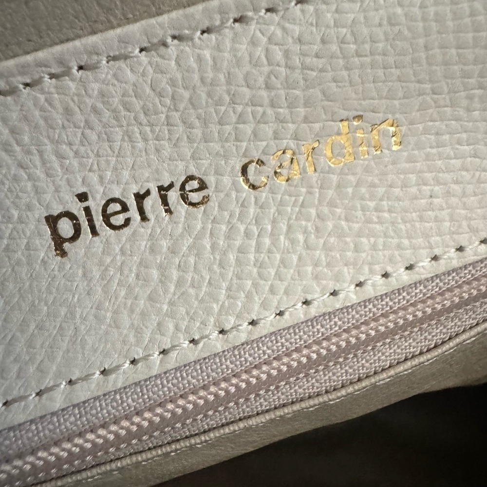 Pierre Cardin Minimalist Preppy Leather Tote Off White Cream 8x10x4 - Picture 12 of 16